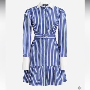 J. Crew 20 Striped Cotton Poplin Tiered Shirtdress 2X NWT